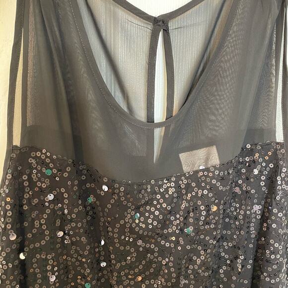 Dantelle evening blouse black sequins sleeveless chiffon 1X - Picture 6 of 7